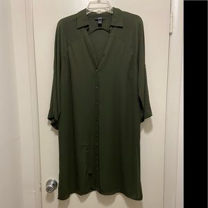 Alfani Army Green Button Down Shirt Dress